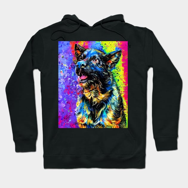 Abstract Colour Splash Dog Oil Painting Hoodie by Artist Rob Fuller